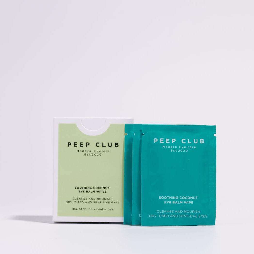 Soothing coconut balm wipes for eyes, gentle lid wipes and makeup remover with lash growth benefits