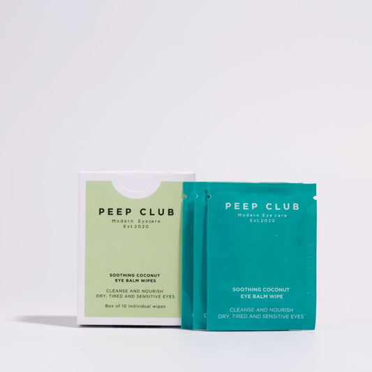 Soothing coconut balm wipes for eyes, gentle lid wipes and makeup remover with lash growth benefits